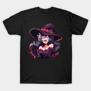 Cute Anime Halloween Witch Smiling T-Shirt